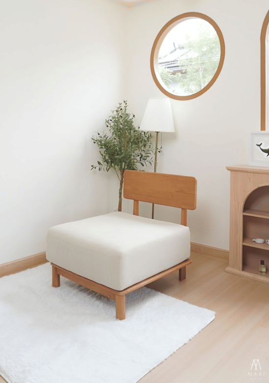 โซฟา 1 ที่นั่งไม้ยางพารา MAAI DESIGN รุ่น KANAKO SOFA เบาะผ้าสีครีม_1