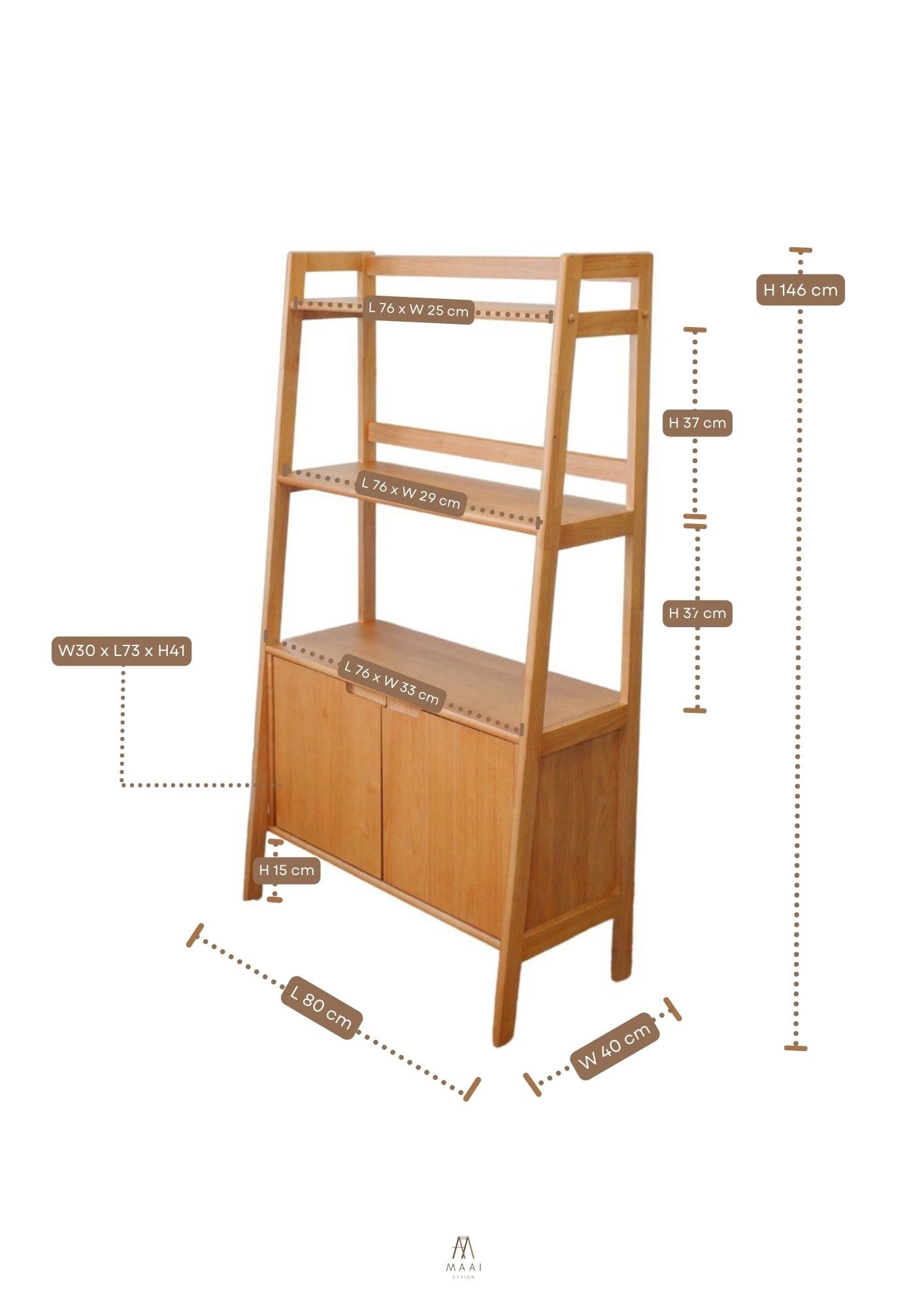 ชั้นวางของไม้ยางพารา MAAI DESIGN รุ่น SHIYOKO SHELF สีโอ๊ค_1