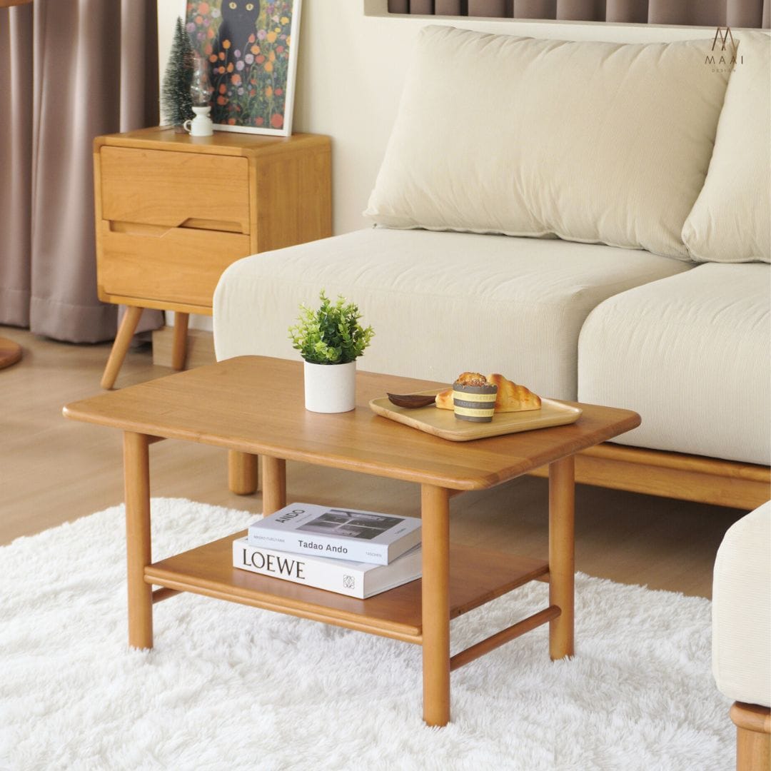 โต๊ะกลางไม้ยางพารา  MAAI DESIGN รุ่น KAITO COFFEE TABLE สีโอ๊ค_2