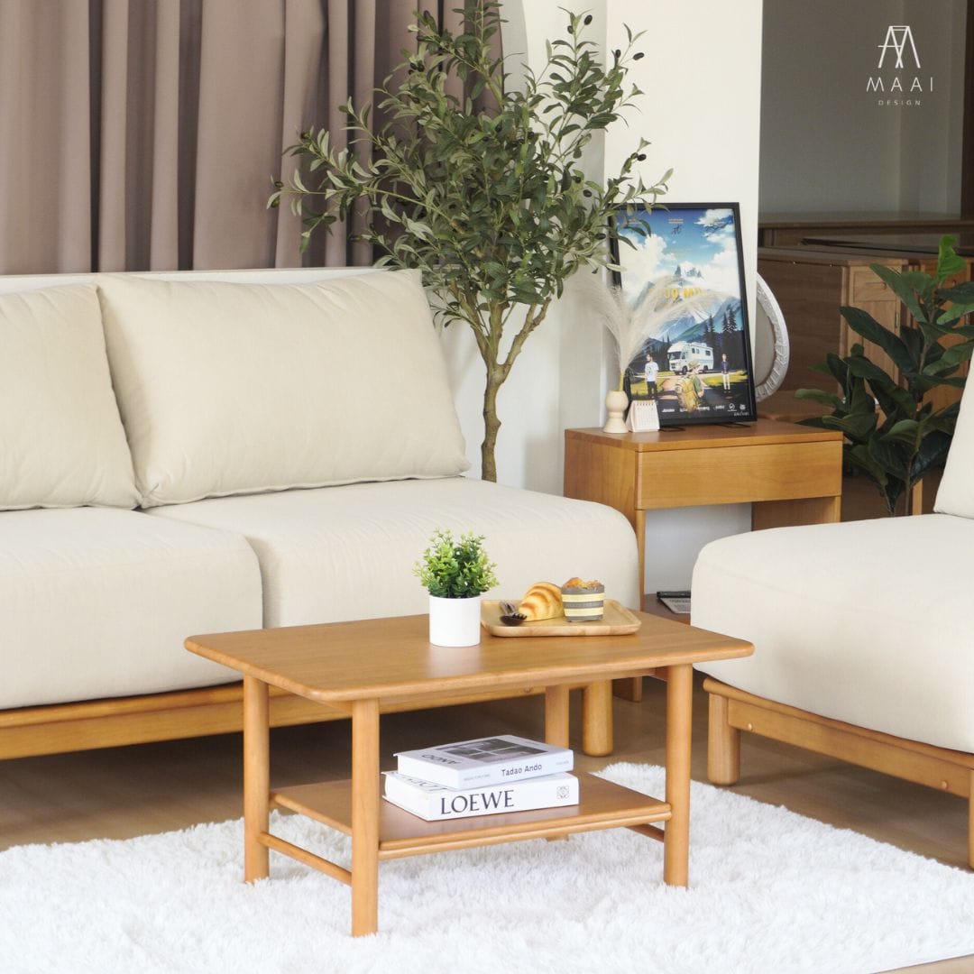 โต๊ะกลางไม้ยางพารา  MAAI DESIGN รุ่น KAITO COFFEE TABLE สีโอ๊ค_4