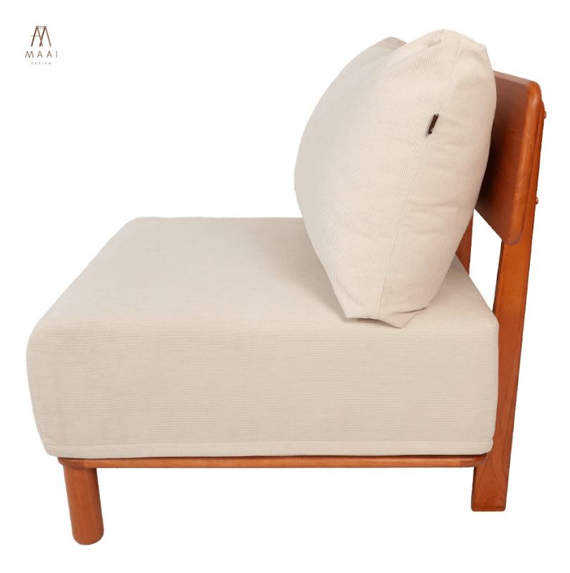 โซฟา 1 ที่นั่งไม้ยางพารา MAAI DESIGN รุ่น KANAKO SOFA เบาะผ้าสีครีม_4
