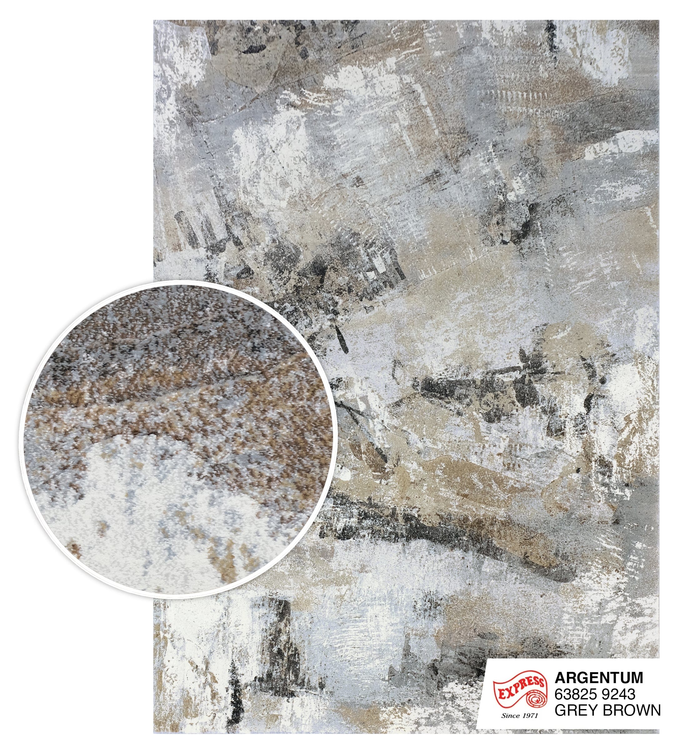 พรมปูพื้น EXPRESS CARPET รุ่น ARGENTUM รหัส 63825 9243 ขนาด 160X230 ซม.หนา 11 มม. สีเทาน้ำตาล