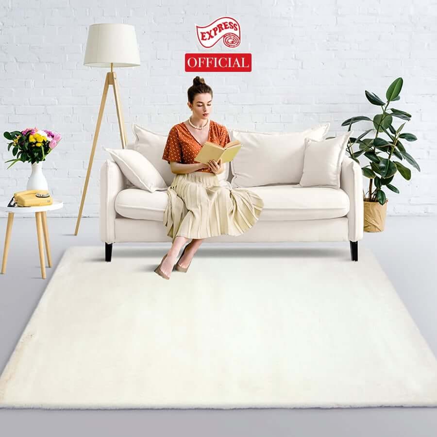 พรมปูพื้น EXPRESS CARPET รุ่น BAMBI รหัส BB10 S ขนาด 80X150 ซม. หนา 35 มม.  สีขาว_3