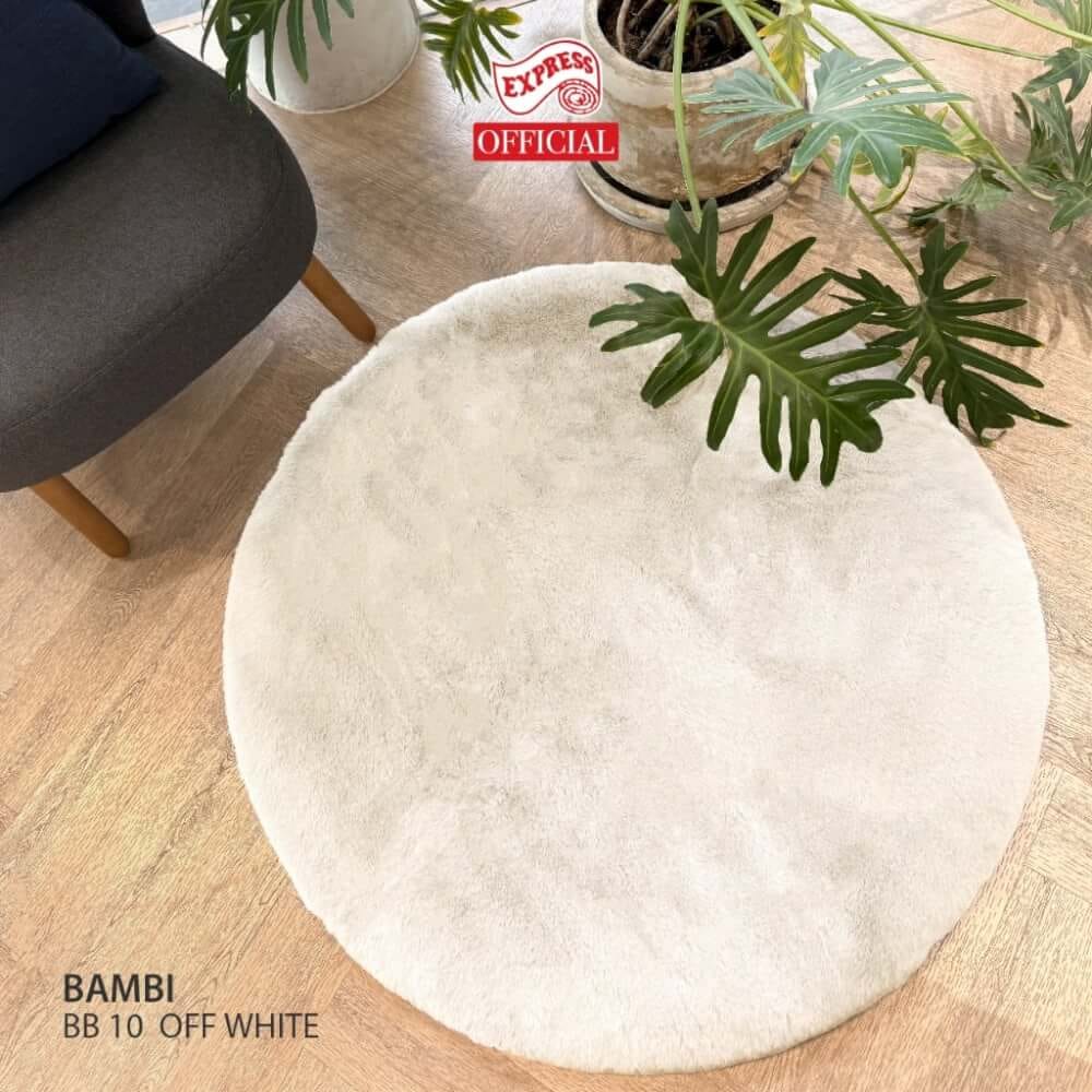 พรมปูพื้นวงกลม EXPRESS CARPET รุ่น BAMBI รหัส BB10 C160 ขนาด เส้นผ่านศูนย์กลาง 160 ซม. หนา 35 มม.  สีขาว_3