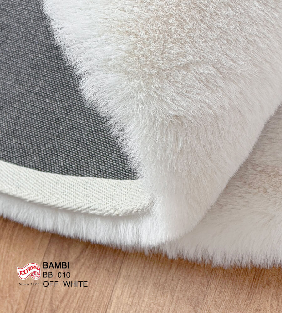 พรมปูพื้นวงกลม EXPRESS CARPET รุ่น BAMBI รหัส BB10 C160 ขนาด เส้นผ่านศูนย์กลาง 160 ซม. หนา 35 มม.  สีขาว_1