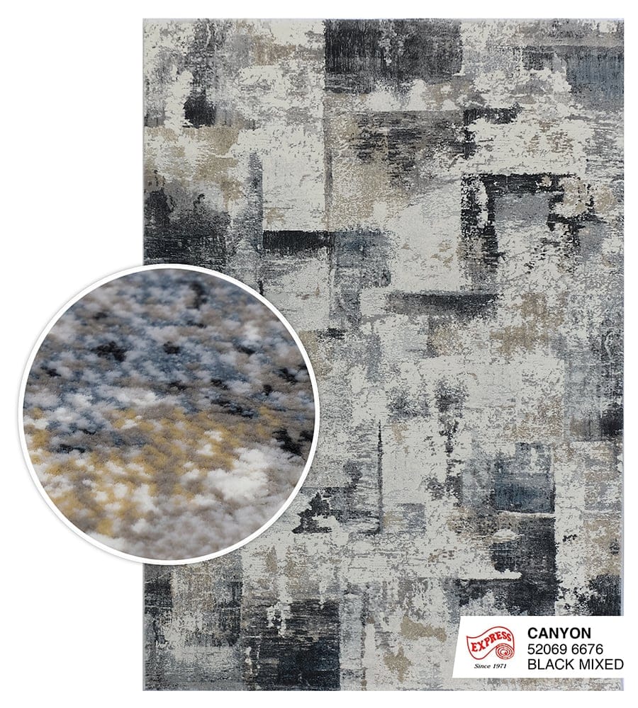 พรมปูพื้น EXPRESS CARPET รุ่น CANYON รหัส 52069 6676 ขนาด 200X290 ซม.หนา 11 มม. สีเทาดำ
