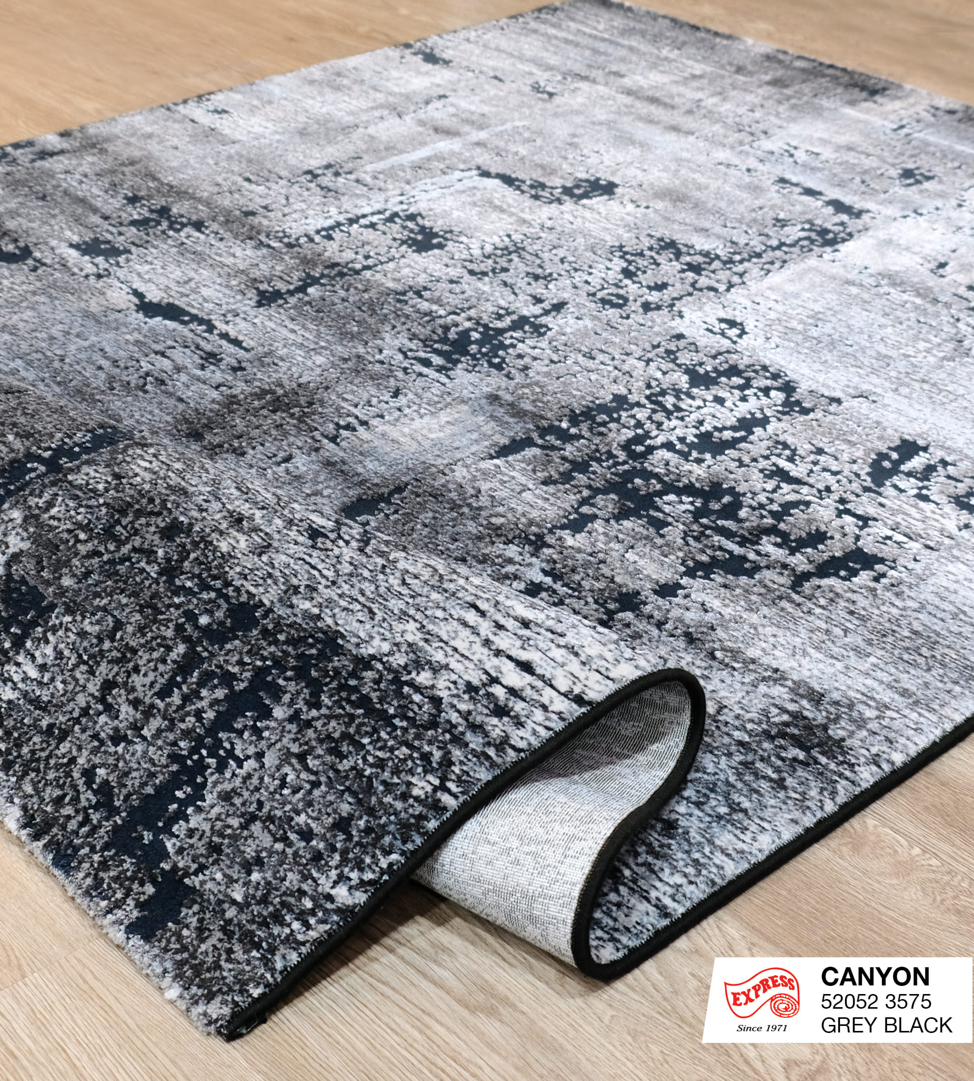 พรมปูพื้น EXPRESS CARPET รุ่น CANYON รหัส 52052 3575 ขนาด 160X230 ซม.หนา 11 มม. สีเทาดำ_3