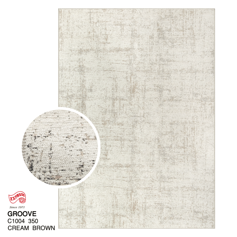 พรมปูพื้น EXPRESS CARPET รุ่น GROOVE รหัส C1004 350 ขนาด 200X290 ซม.หนา 4 มม. สีครีมน้ำตาล_0