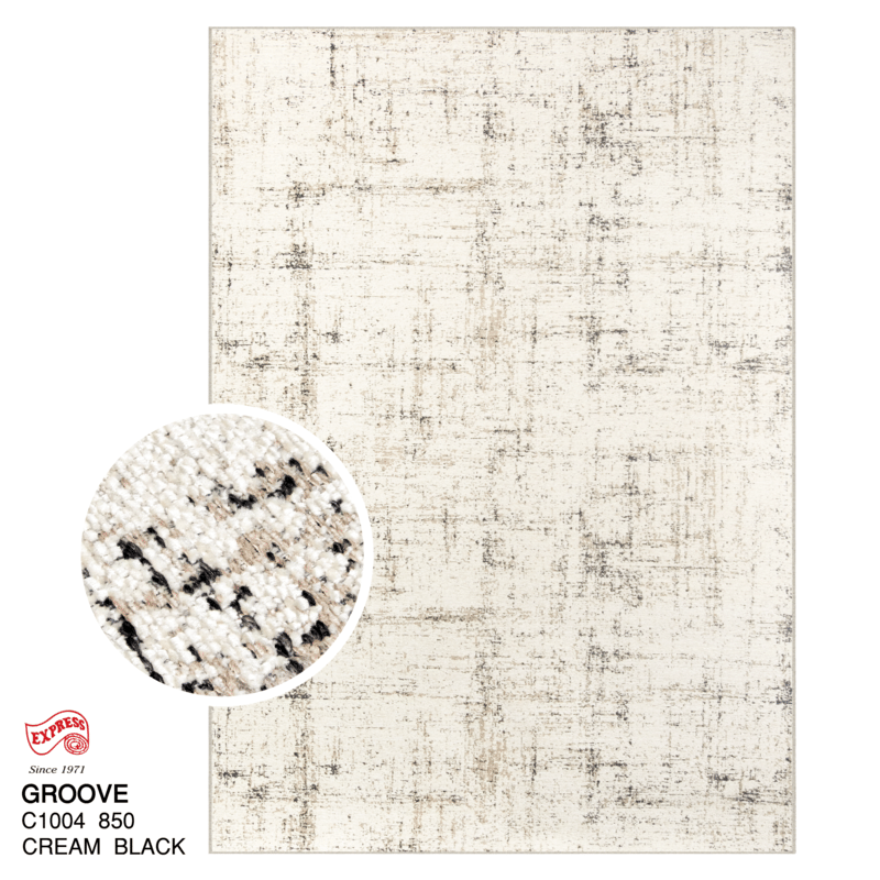 พรมปูพื้น EXPRESS CARPET รุ่น GROOVE รหัส C1004 850 ขนาด 160X230 ซม.หนา 4 มม. สีครีมดำ_0