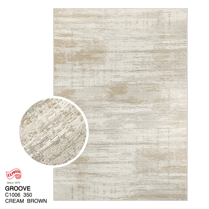 พรมปูพื้น EXPRESS CARPET รุ่น GROOVE รหัส C1006 350 ขนาด 160X230 ซม.หนา 4 มม. สีครีมน้ำตาล_0