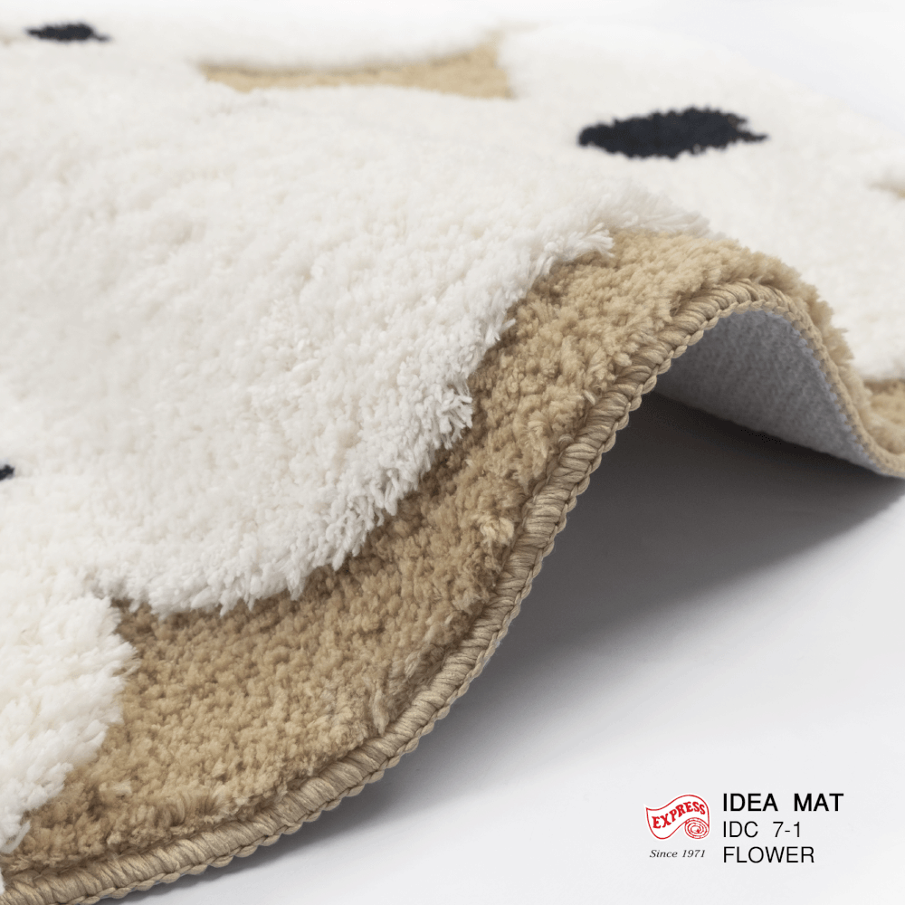 พรมเช็ดเท้าลายดอกไม้วงกลม EXPRESS CARPET รุ่น IDC7-1 C150 ขนาดเส้นผ่านศูนย์กลาง 150 ซม. หนา 10-20 มม.สีครีม_1