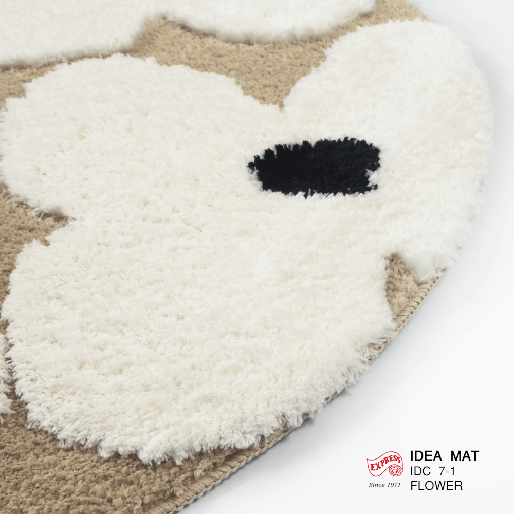 พรมเช็ดเท้าลายดอกไม้วงกลม EXPRESS CARPET รุ่น IDC7-1 C150 ขนาดเส้นผ่านศูนย์กลาง 150 ซม. หนา 10-20 มม.สีครีม_2