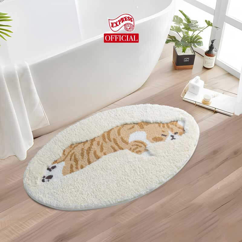 พรมเช็ดเท้าลายน้องแมว EXPRESS CARPET รุ่น IDM3-1 ขนาด50X90 ซม. หนา 5-16 มม. สีครีม _3