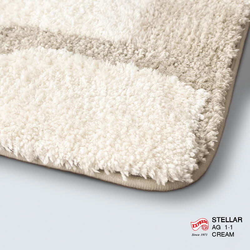 พรมเช็ดเท้าชุดห้องน้ำ 2 ชิ้น EXPRESS CARPET รุ่น AG1-1 ขนาด45X70 ซม.และ พรมรูปตัว U 50X60 ซม. หนา 20 มม. สีครีม _1