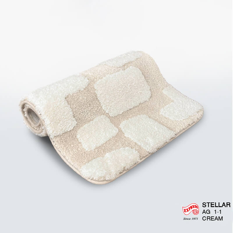 พรมเช็ดเท้าชุดห้องน้ำ 2 ชิ้น EXPRESS CARPET รุ่น AG1-1 ขนาด45X70 ซม.และ พรมรูปตัว U 50X60 ซม. หนา 20 มม. สีครีม _2