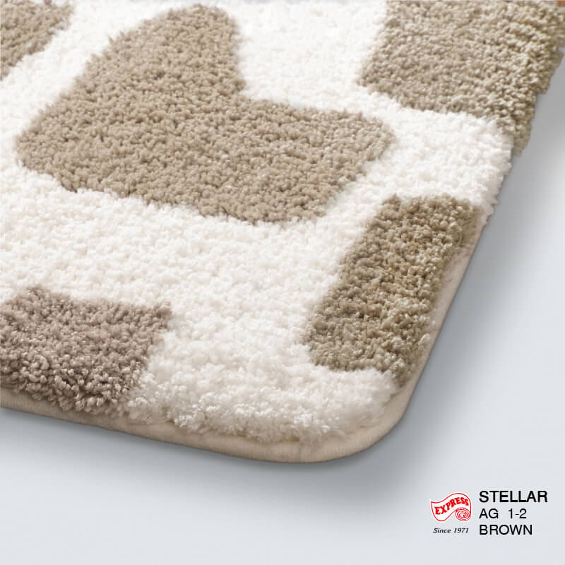 พรมเช็ดเท้าชุดห้องน้ำ 2 ชิ้น EXPRESS CARPET รุ่น AG1-2 ขนาด45X70 ซม.และ พรมรูปตัว U 50X60 ซม. หนา 20 มม. สีน้ำตาล _1