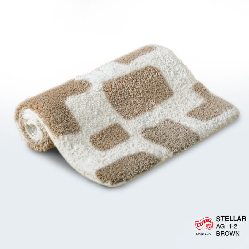 พรมเช็ดเท้าชุดห้องน้ำ 2 ชิ้น EXPRESS CARPET รุ่น AG1-2 ขนาด45X70 ซม.และ พรมรูปตัว U 50X60 ซม. หนา 20 มม. สีน้ำตาล _2