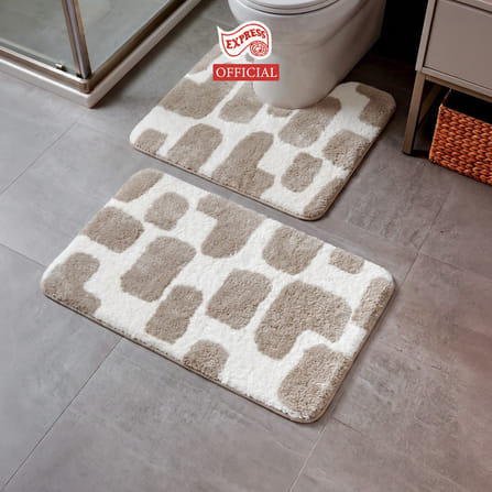 พรมเช็ดเท้าชุดห้องน้ำ 2 ชิ้น EXPRESS CARPET รุ่น AG1-2 ขนาด45X70 ซม.และ พรมรูปตัว U 50X60 ซม. หนา 20 มม. สีน้ำตาล _3