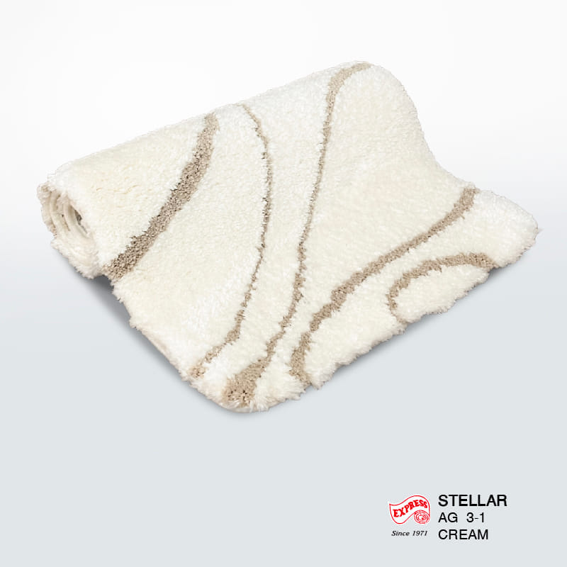 พรมเช็ดเท้าชุดห้องน้ำ 2 ชิ้น EXPRESS CARPET รุ่น AG3-1 ขนาด45X70 ซม.และ พรมรูปตัว U 50X60 ซม. หนา 18-23 มม. สีครีม 