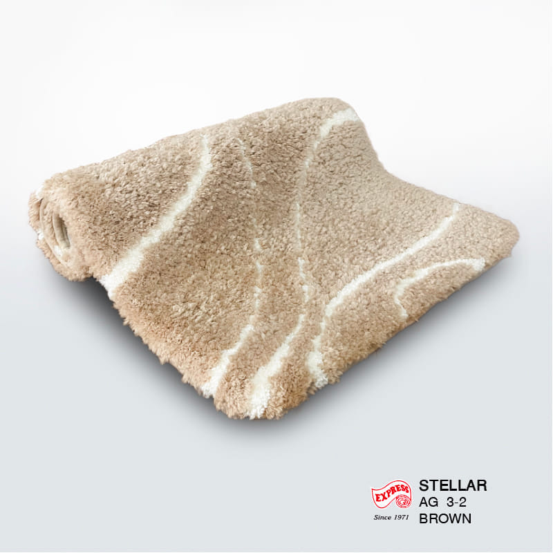 พรมเช็ดเท้าชุดห้องน้ำ 2 ชิ้น EXPRESS CARPET รุ่น AG3-2 ขนาด45X70 ซม.และ พรมรูปตัว U 50X60 ซม. หนา 18-23 มม. สีน้ำตาล 
