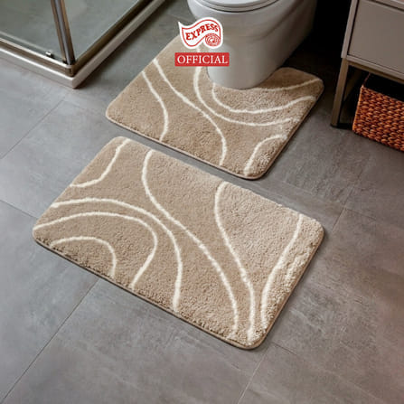 พรมเช็ดเท้าชุดห้องน้ำ 2 ชิ้น EXPRESS CARPET รุ่น AG3-2 ขนาด45X70 ซม.และ พรมรูปตัว U 50X60 ซม. หนา 18-23 มม. สีน้ำตาล _3
