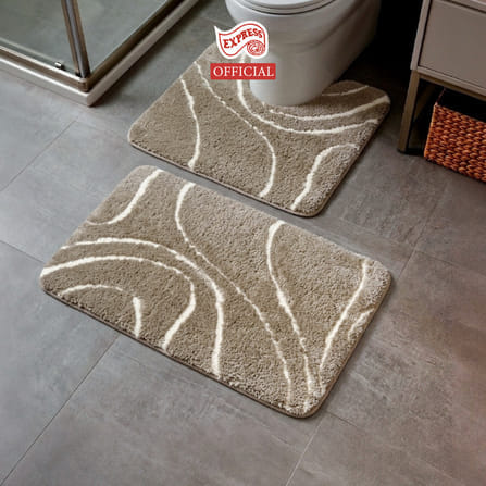 พรมเช็ดเท้าชุดห้องน้ำ 2 ชิ้น EXPRESS CARPET รุ่น AG3-7 ขนาด45X70 ซม.และ พรมรูปตัว U 50X60 ซม. หนา 18-23 มม. สีโทป _3