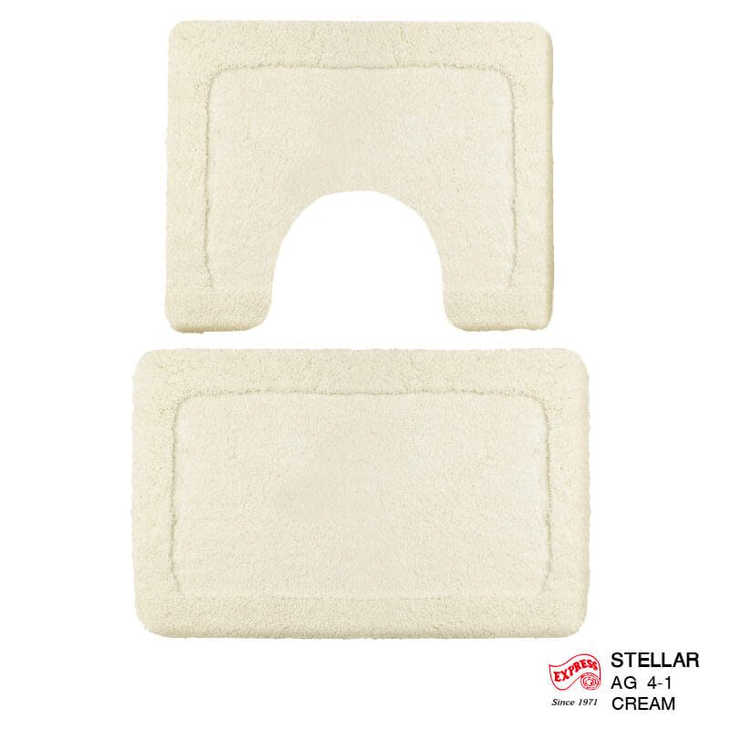 พรมเช็ดเท้าชุดห้องน้ำ 2 ชิ้น EXPRESS CARPET รุ่น AG4-1 ขนาด45X70 ซม.และ พรมรูปตัว U 50X60 ซม. หนา 20-30 มม. สีครีม _0