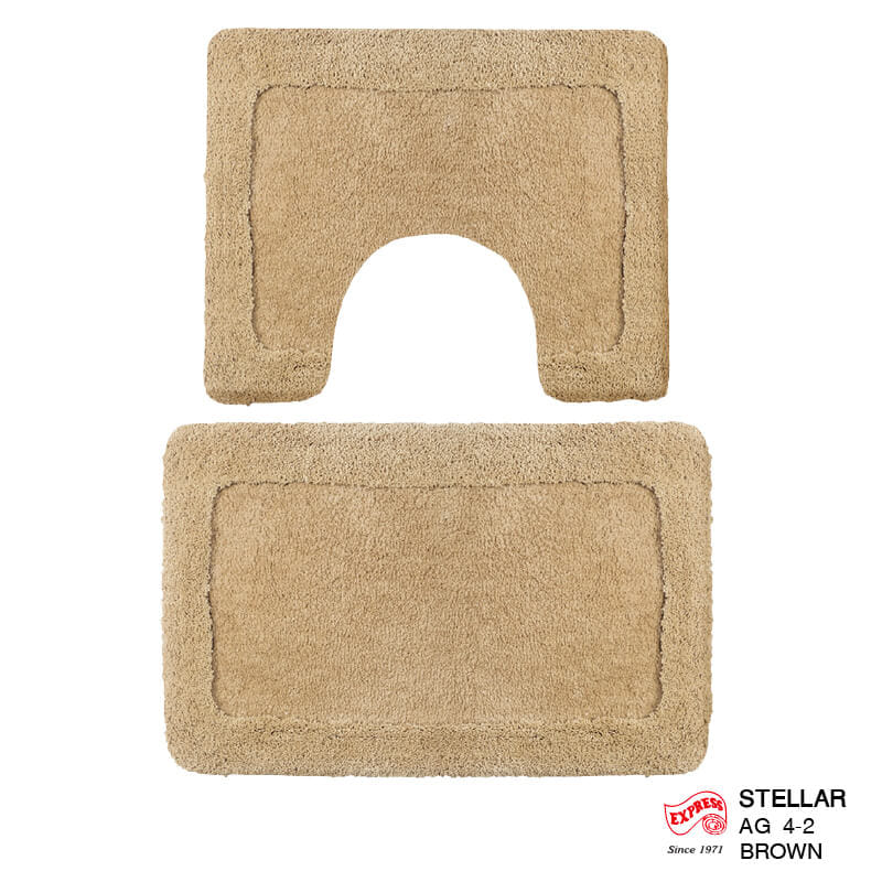 พรมเช็ดเท้าชุดห้องน้ำ 2 ชิ้น EXPRESS CARPET รุ่น AG4-2 ขนาด45X70 ซม.และ พรมรูปตัว U 50X60 ซม. หนา 20-30 มม. สีน้ำตาล _0