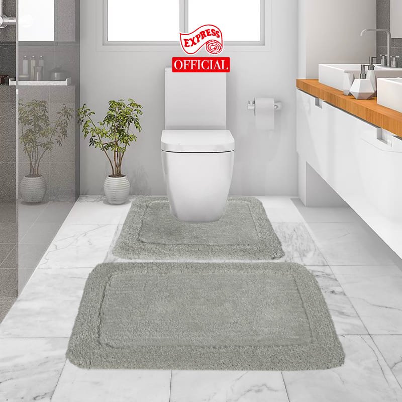พรมเช็ดเท้าชุดห้องน้ำ 2 ชิ้น EXPRESS CARPET รุ่น AG4-6 ขนาด45X70 ซม.และ พรมรูปตัว U 50X60 ซม. หนา 20-30 มม. สีเทา _3