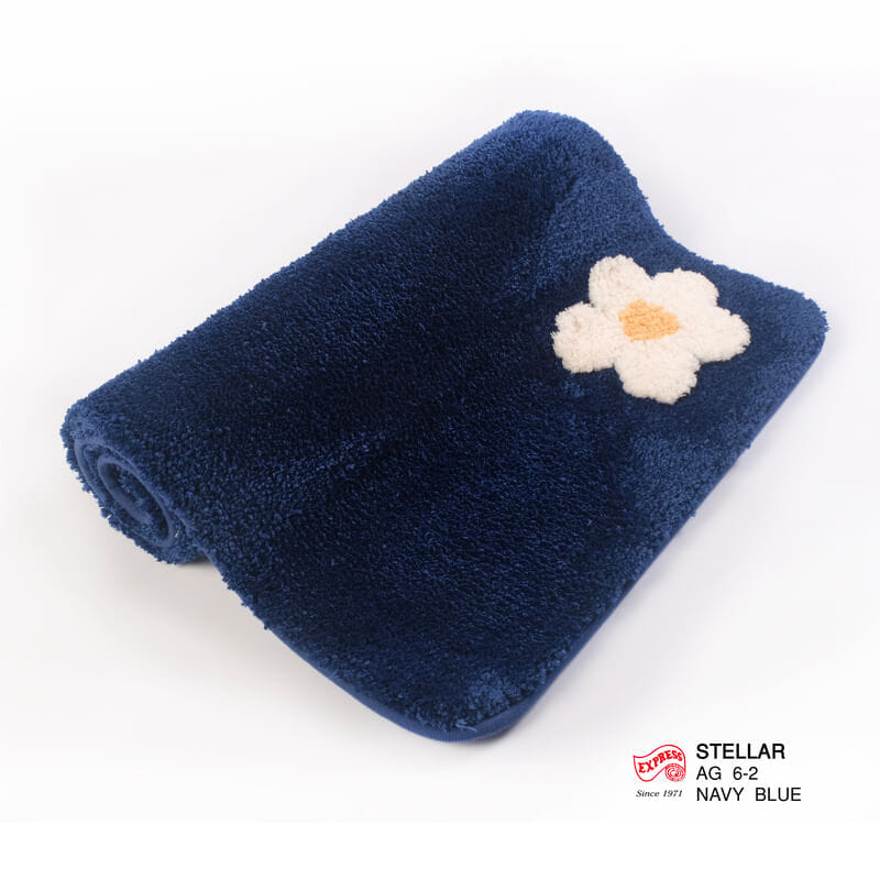 พรมเช็ดเท้าชุดห้องน้ำ 2 ชิ้น EXPRESS CARPET รุ่น AG6-2 ขนาด45X70 ซม.และ พรมรูปตัว U 50X60 ซม. หนา 20 มม. สีน้ำเงิน _2
