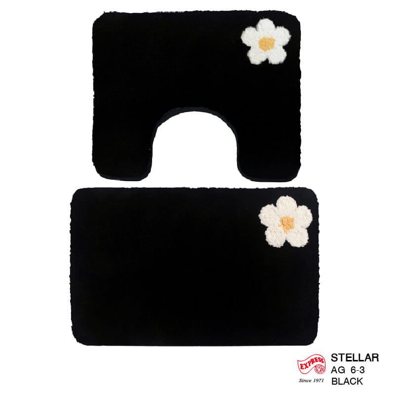 พรมเช็ดเท้าชุดห้องน้ำ 2 ชิ้น EXPRESS CARPET รุ่น AG6-3 ขนาด45X70 ซม.และ พรมรูปตัว U 50X60 ซม. หนา 20 มม. สีดำ _0