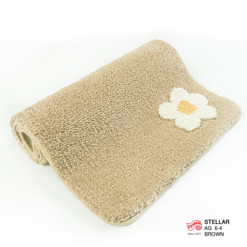 พรมเช็ดเท้าชุดห้องน้ำ 2 ชิ้น EXPRESS CARPET รุ่น AG6-4 ขนาด45X70 ซม.และ พรมรูปตัว U 50X60 ซม. หนา 20 มม. สีน้ำตาล _2