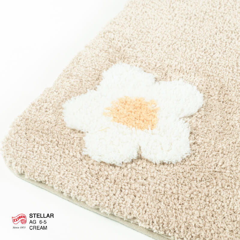 พรมเช็ดเท้าชุดห้องน้ำ 2 ชิ้น EXPRESS CARPET รุ่น AG6-5 ขนาด45X70 ซม.และ พรมรูปตัว U 50X60 ซม. หนา 20 มม. สีครีม _1