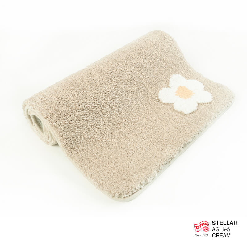 พรมเช็ดเท้าชุดห้องน้ำ 2 ชิ้น EXPRESS CARPET รุ่น AG6-5 ขนาด45X70 ซม.และ พรมรูปตัว U 50X60 ซม. หนา 20 มม. สีครีม _2