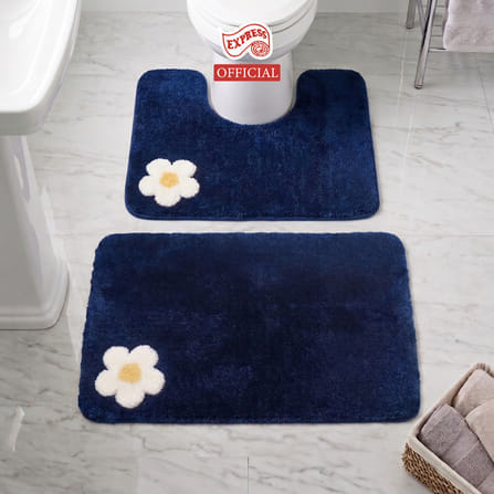 พรมเช็ดเท้าชุดห้องน้ำ 2 ชิ้น EXPRESS CARPET รุ่น AG6-2 ขนาด45X70 ซม.และ พรมรูปตัว U 50X60 ซม. หนา 20 มม. สีน้ำเงิน _3
