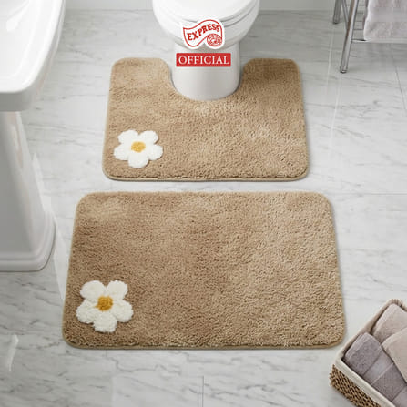 พรมเช็ดเท้าชุดห้องน้ำ 2 ชิ้น EXPRESS CARPET รุ่น AG6-4 ขนาด45X70 ซม.และ พรมรูปตัว U 50X60 ซม. หนา 20 มม. สีน้ำตาล _3