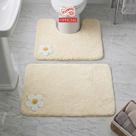 พรมเช็ดเท้าชุดห้องน้ำ 2 ชิ้น EXPRESS CARPET รุ่น AG6-5 ขนาด45X70 ซม.และ พรมรูปตัว U 50X60 ซม. หนา 20 มม. สีครีม _3