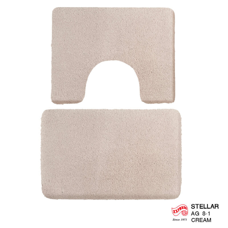 พรมเช็ดเท้าชุดห้องน้ำ 2 ชิ้น EXPRESS CARPET รุ่น AG8-1 ขนาด45X70 ซม.และ พรมรูปตัว U 50X60 ซม. หนา 20 มม. สีครีม _0