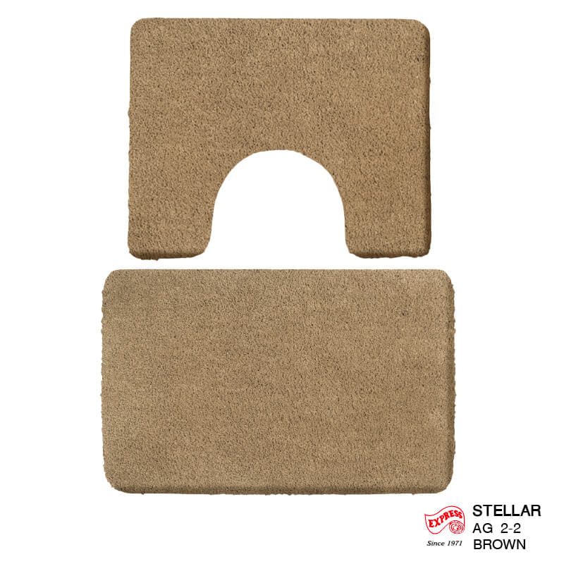 พรมเช็ดเท้าชุดห้องน้ำ 2 ชิ้น EXPRESS CARPET รุ่น AG8-2 ขนาด45X70 ซม.และ พรมรูปตัว U 50X60 ซม. หนา 20 มม. สีน้ำตาล _0