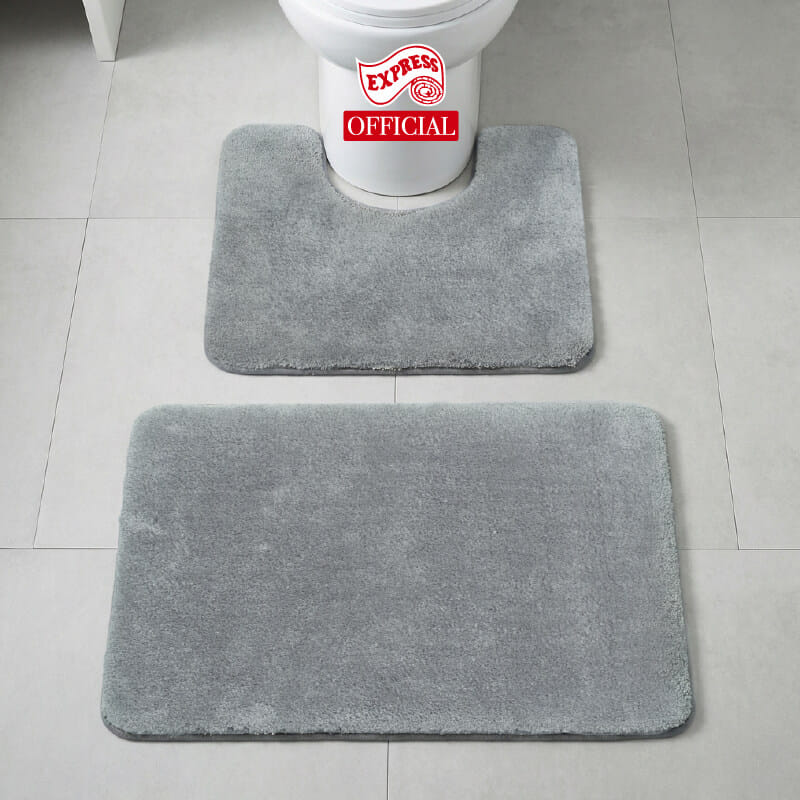 พรมเช็ดเท้าชุดห้องน้ำ 2 ชิ้น EXPRESS CARPET รุ่น AG8-5 ขนาด45X70 ซม.และ พรมรูปตัว U 50X60 ซม. หนา 20 มม. สีเทา _3