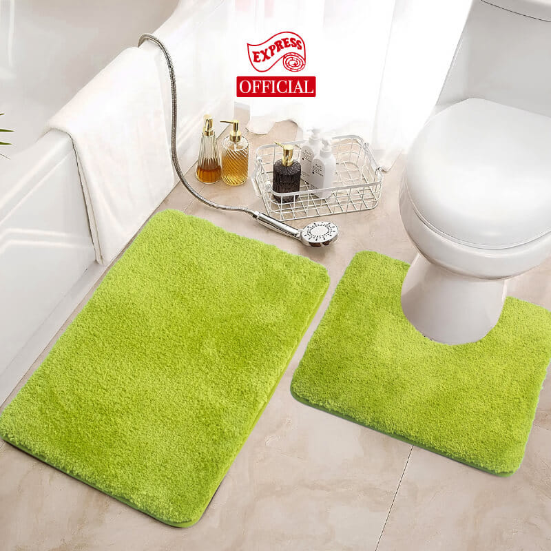 พรมเช็ดเท้าชุดห้องน้ำ 2 ชิ้น EXPRESS CARPET รุ่น AG8-9 ขนาด45X70 ซม.และ พรมรูปตัว U 50X60 ซม. หนา 20 มม. สีเขียว _3