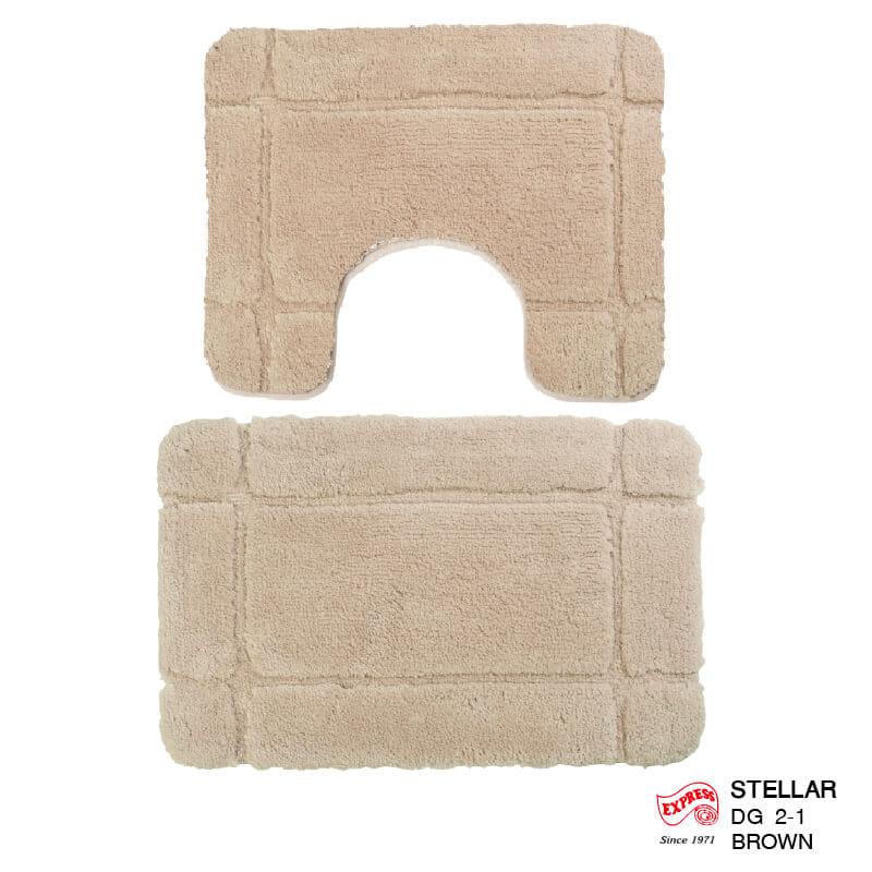 พรมเช็ดเท้าชุดห้องน้ำ 2 ชิ้น EXPRESS CARPET รุ่น DG2-1 ขนาด45X70 ซม.และ พรมรูปตัว U 50X60 ซม. หนา 12-22 มม. สีน้ำตาล _0