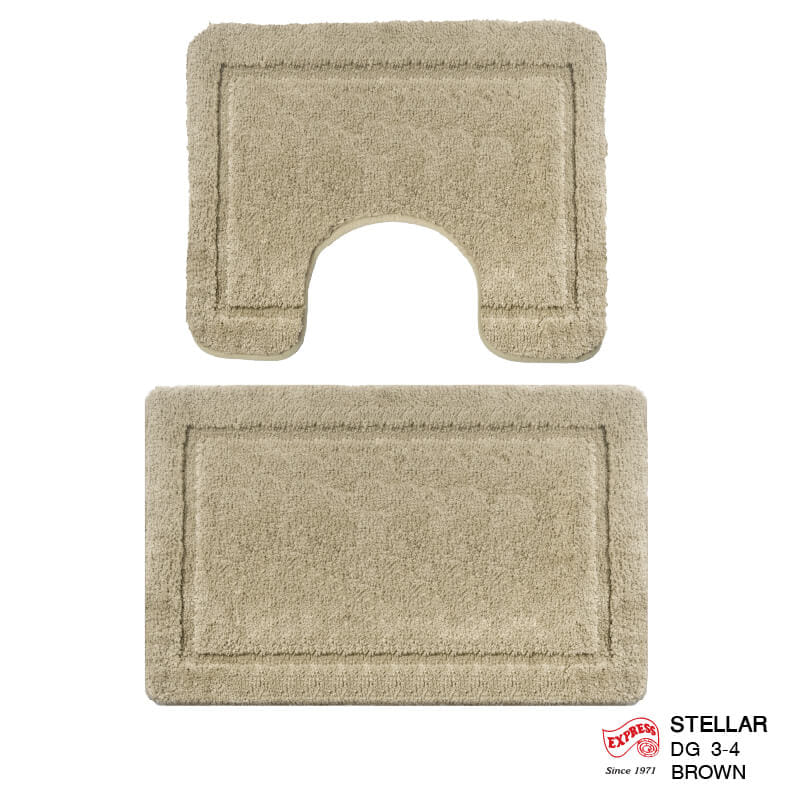 พรมเช็ดเท้าชุดห้องน้ำ 2 ชิ้น EXPRESS CARPET รุ่น DG3-4 ขนาด45X70 ซม.และ พรมรูปตัว U 50X60 ซม. หนา 12-20 มม. สีน้ำตาล _0