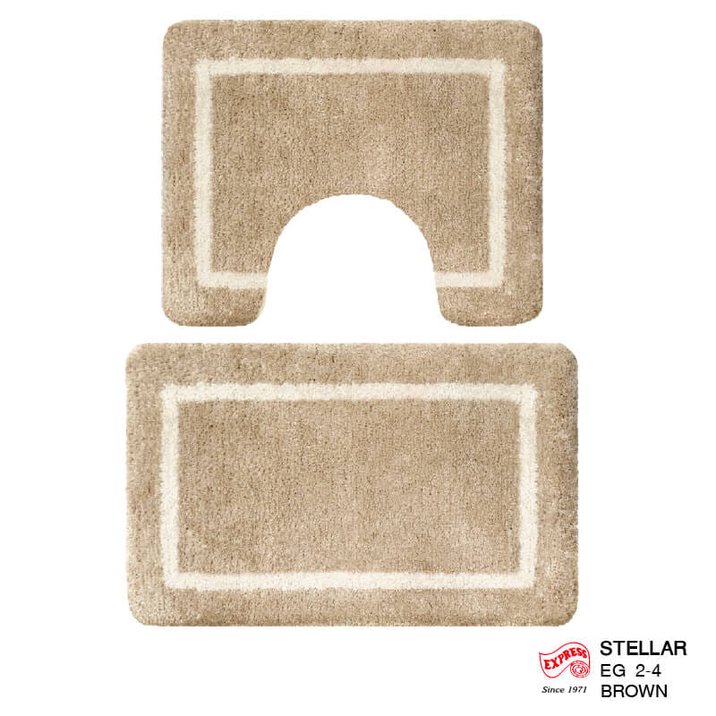 พรมเช็ดเท้าชุดห้องน้ำ 2 ชิ้น EXPRESS CARPET รุ่น EG2-4 ขนาด45X70 ซม.และ พรมรูปตัว U 50X60 ซม. หนา 20 มม. สีน้ำตาล _0