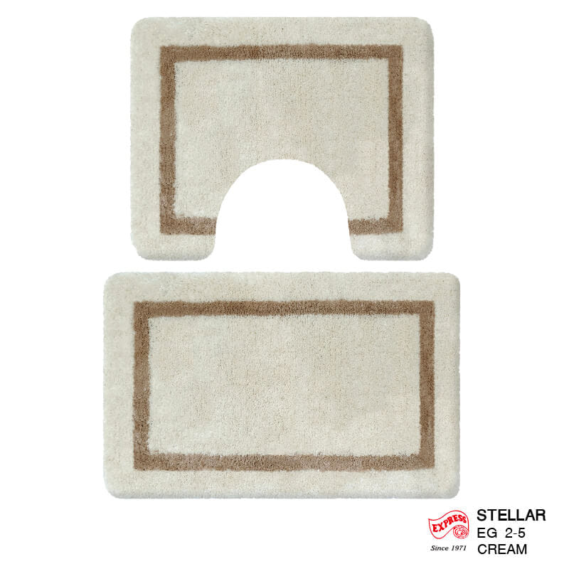พรมเช็ดเท้าชุดห้องน้ำ 2 ชิ้น EXPRESS CARPET รุ่น EG2-5 ขนาด45X70 ซม.และ พรมรูปตัว U 50X60 ซม. หนา 20 มม. สีครีม _0