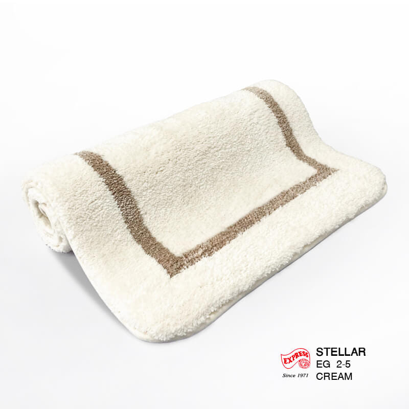พรมเช็ดเท้าชุดห้องน้ำ 2 ชิ้น EXPRESS CARPET รุ่น EG2-5 ขนาด45X70 ซม.และ พรมรูปตัว U 50X60 ซม. หนา 20 มม. สีครีม _2