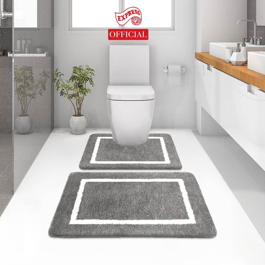 พรมเช็ดเท้าชุดห้องน้ำ 2 ชิ้น EXPRESS CARPET รุ่น EG2-6 ขนาด45X70 ซม.และ พรมรูปตัว U 50X60 ซม. หนา 20 มม. สีเทา _3