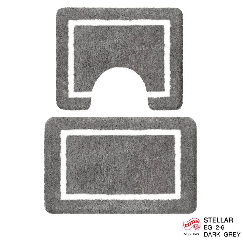 พรมเช็ดเท้าชุดห้องน้ำ 2 ชิ้น EXPRESS CARPET รุ่น EG2-6 ขนาด45X70 ซม.และ พรมรูปตัว U 50X60 ซม. หนา 20 มม. สีเทา _0