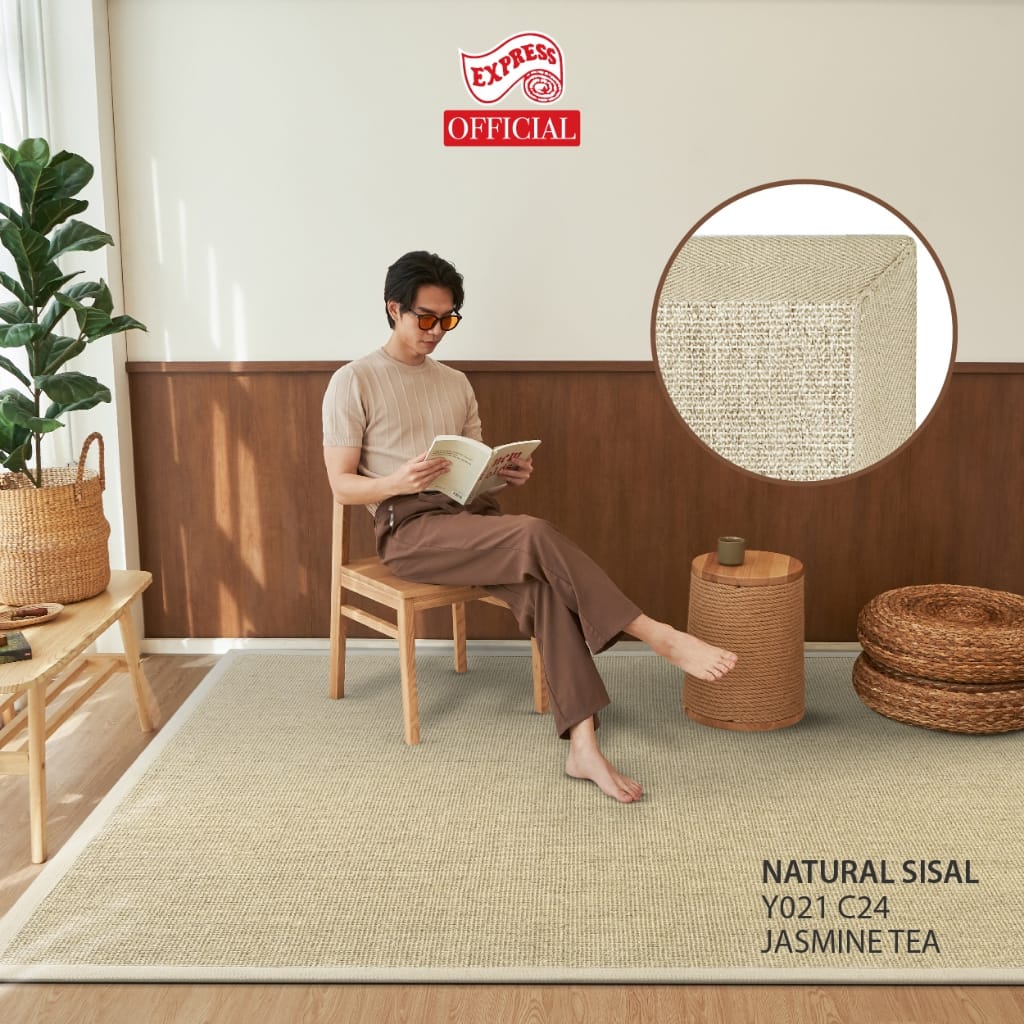 พรมปูพื้น EXPRESS CARPET รุ่น NATURAL SISAL รหัส Y021 C24 L ขนาด 160X230 ซม.หนา 10 มม. สี JASMINE TEA_4