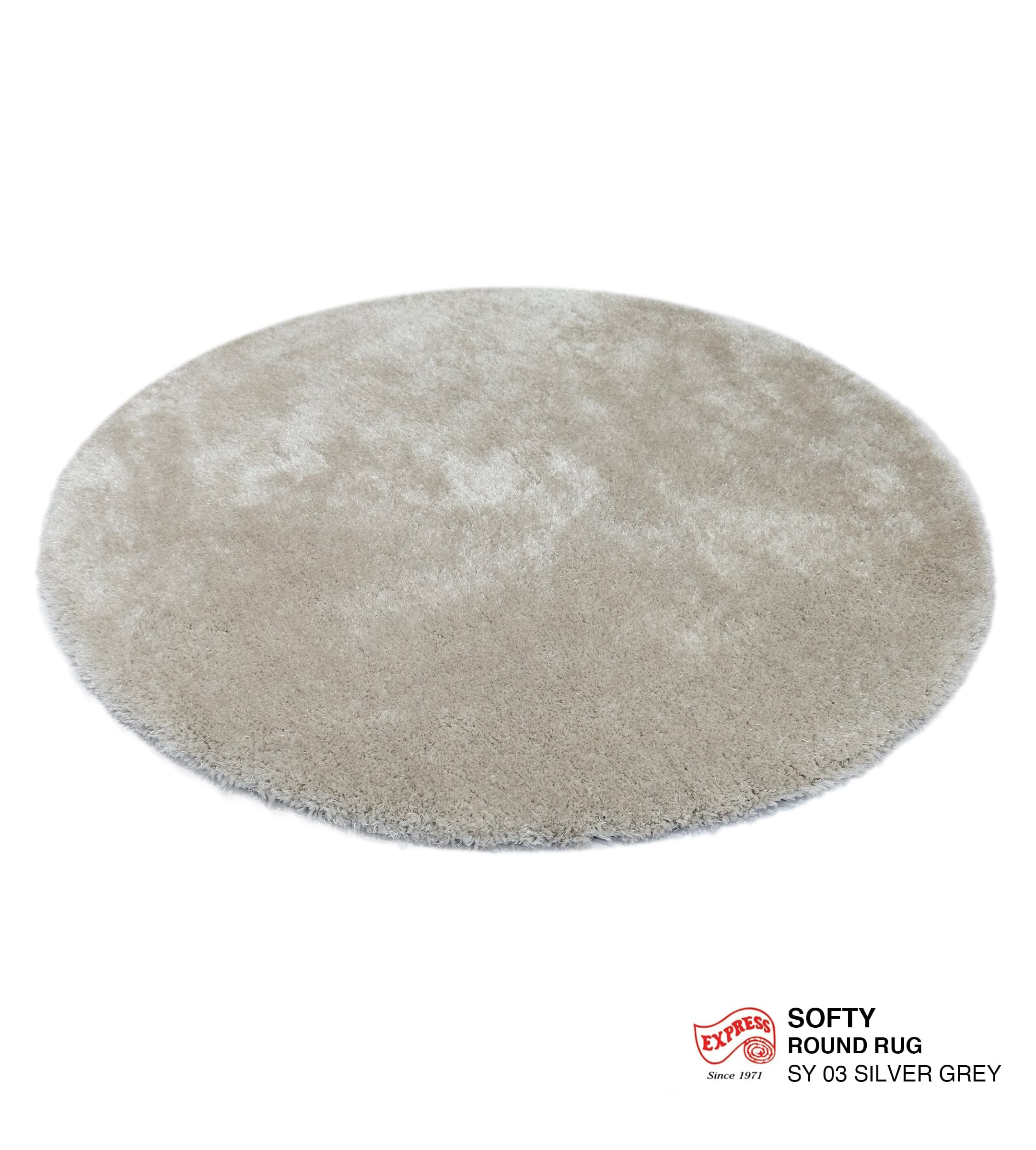 พรมปูพื้น EXPRESS CARPET รุ่น Softy รหัส SY03 วงกลมเส้นผ่านศูนย์กลาง 200 ซม. หนา 30 มม. เทา